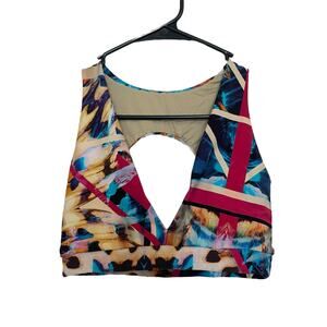 CLS Sportswear NC Jasmine Top Sports Bra Multicolor Open Back V-Neck Size Small